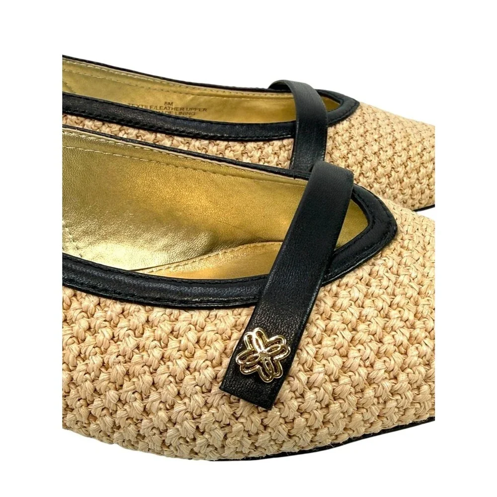 NIB Lilly Pulitzer Malia Raffia Slingback Leather Flats Sunbaked Tan Size 7